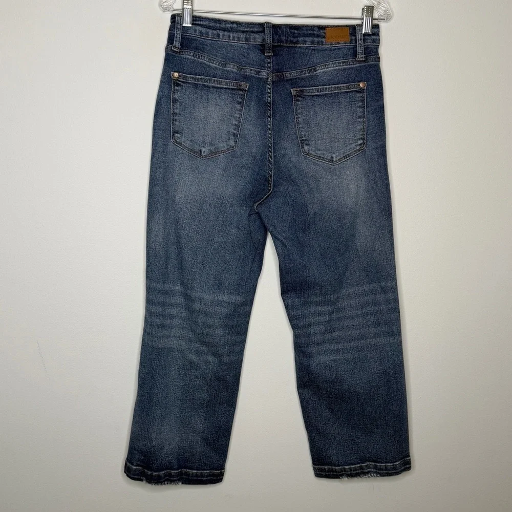 Judy Blue Wide Leg Crop Distressed Jeans